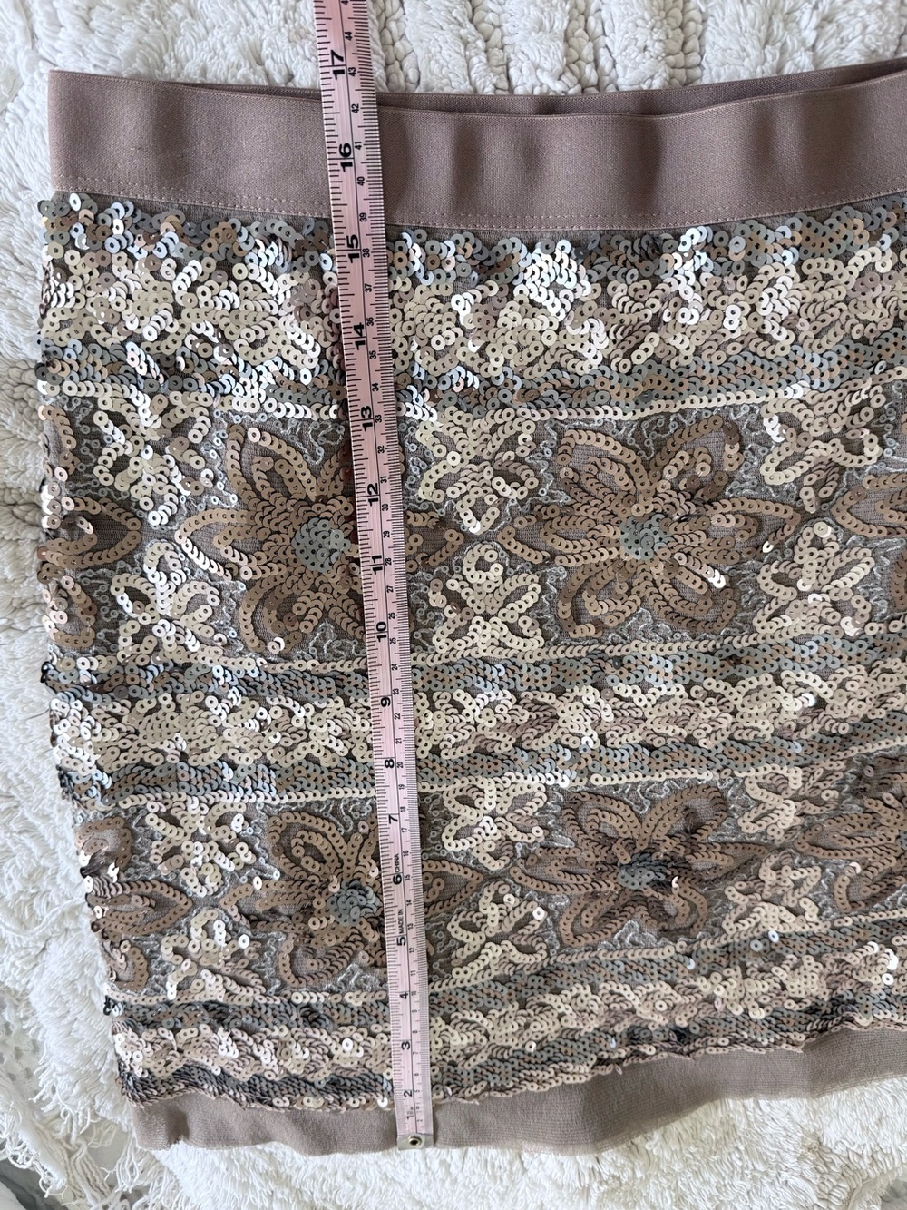 Chelsea & Violet Brown and Gold Floral Sequin Mini Skirt NWOT - Picture 7 of 8